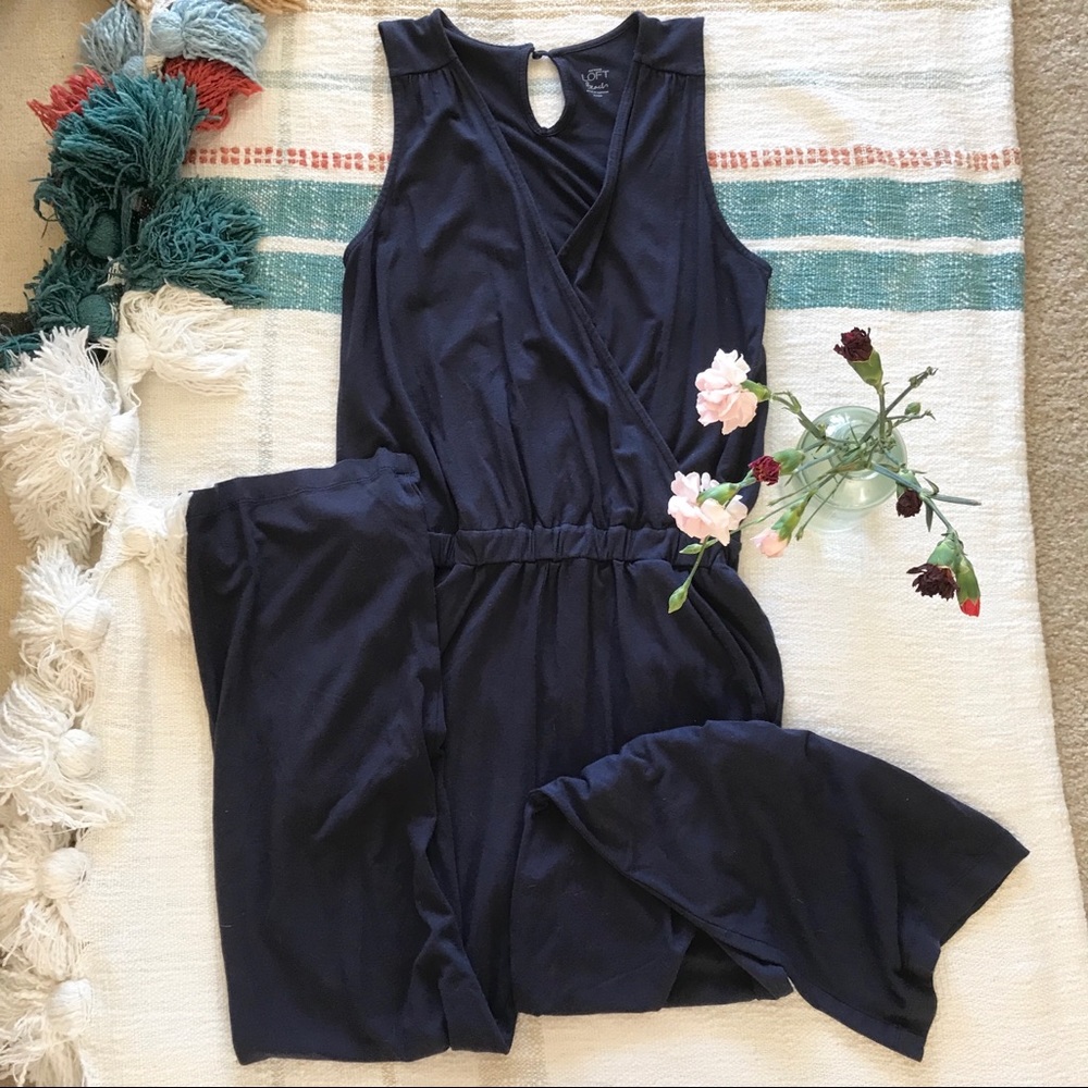 Ann Taylor Petite Pants romper in navy blue